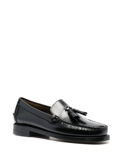 Sebago Tassel-trim Leather Loafers In Black