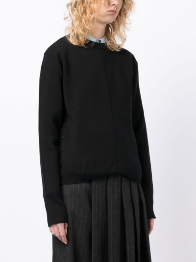 Shop Peter Do Side-slit Crew-neck Sweater In Black