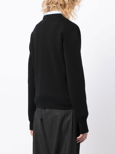 Shop Peter Do Side-slit Crew-neck Sweater In Black