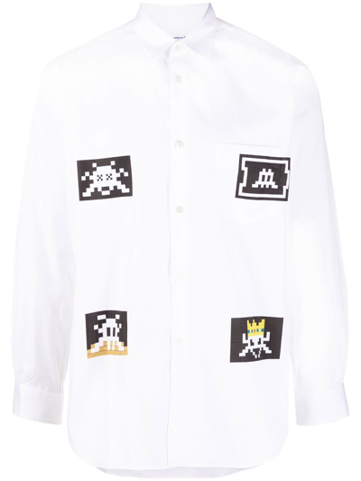 Shop Comme Des Garçons Shirt Motif-print Cotton Shirt In White