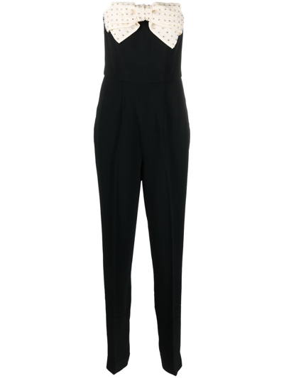 Shop Saloni Bow-detail Jumpsuit In Black