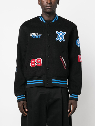 Shop Daily Paper Motif-embroidered Varsity Jacket In Black