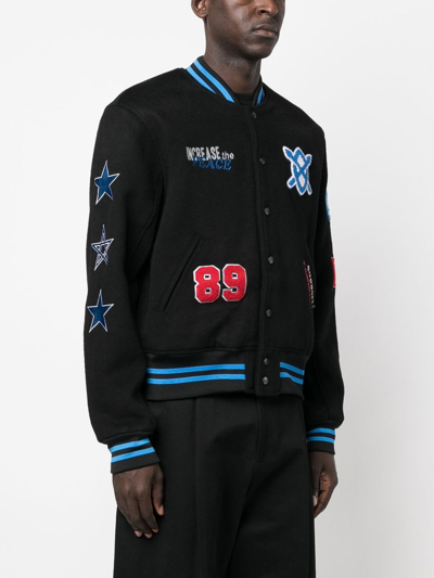 Shop Daily Paper Motif-embroidered Varsity Jacket In Black