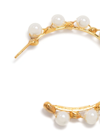 Shop Rosantica Pearl Hoop Earrings In Gold