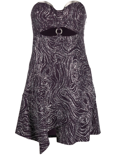 Shop Del Core Shimmer Strapless Mini-dress In Purple