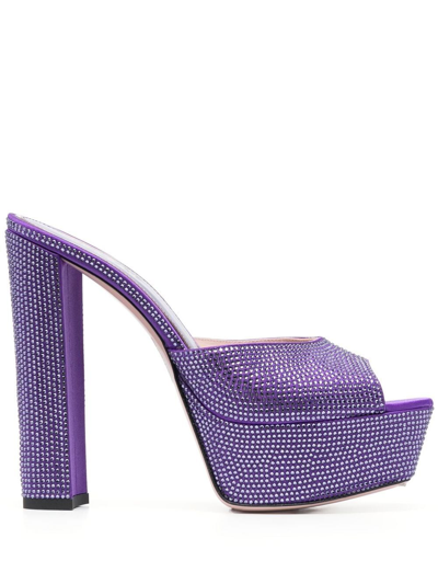 Shop Gedebe Jery Rhinestone-embellished Platform Mules In Purple