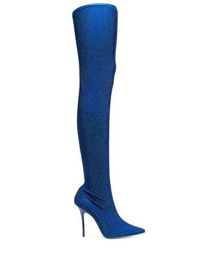Shop Gedebe Logan Cuissarde Thigh-thigh Boots In Blue