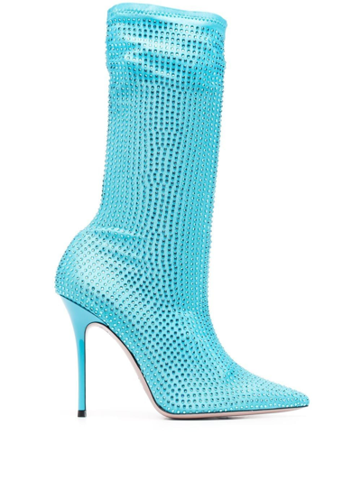 Shop Gedebe Logan Crystal-embellished Boots In Blue