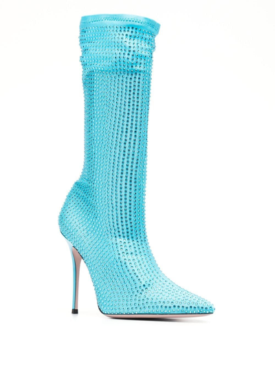 Shop Gedebe Logan Crystal-embellished Boots In Blue