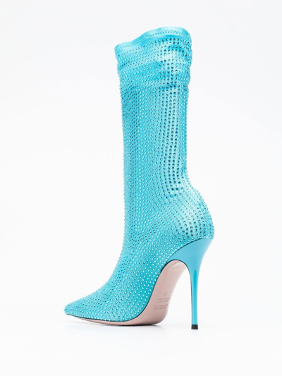 Shop Gedebe Logan Crystal-embellished Boots In Blue