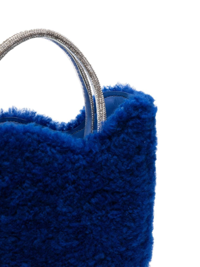 Shop Le Silla Iyv Shearling Mini Bag In Blue