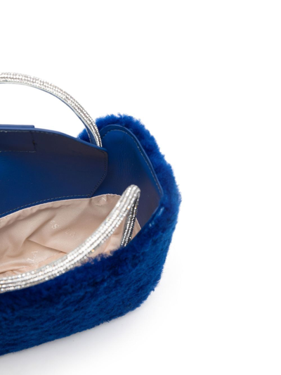 Shop Le Silla Iyv Shearling Mini Bag In Blue
