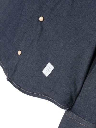 Shop Eleventy Yoke-detail Denim Shirt In Blue