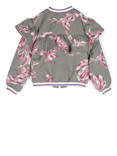 Shop Pucci Junior Mix-print Ruffled Bomber-jacket In Black