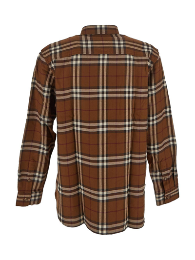 Shop Burberry Check Shirt In Brown