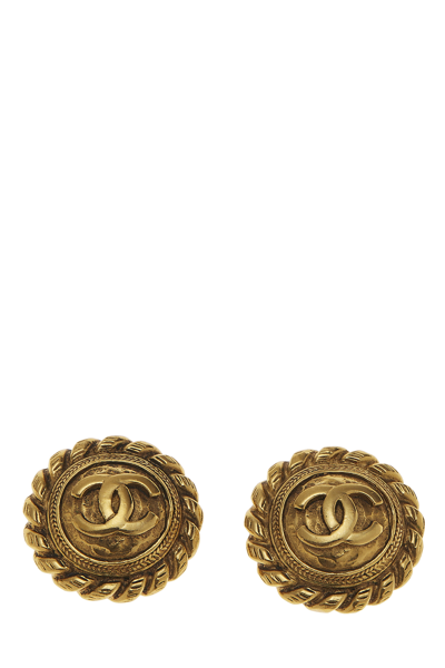 Pre-owned Chanel Gold Rope Edge 'cc' Earrings