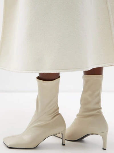 Stretch 30 Leather Ankle Boots In Cream