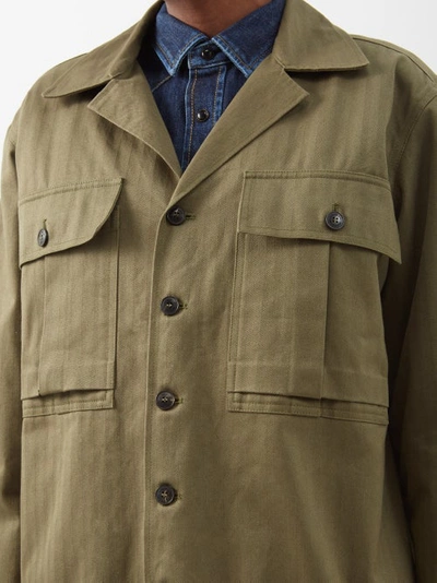 Fortela Solomon Flap-pocket Herringbone-twill Jacket In Green | ModeSens