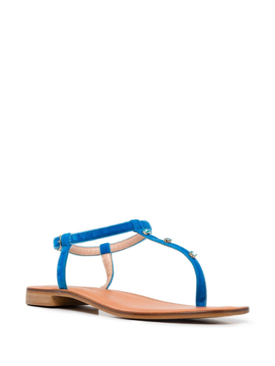 Shop Madison.maison Embellished Leather Thong Sandals In Blue