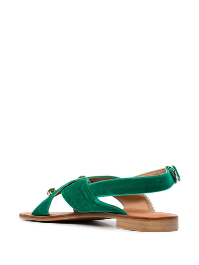 Shop Madison.maison Cross-strap Jewelled Sandals In Green