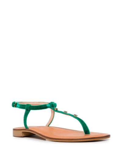 Madison.maison Embellished Leather Thong Sandals In Green