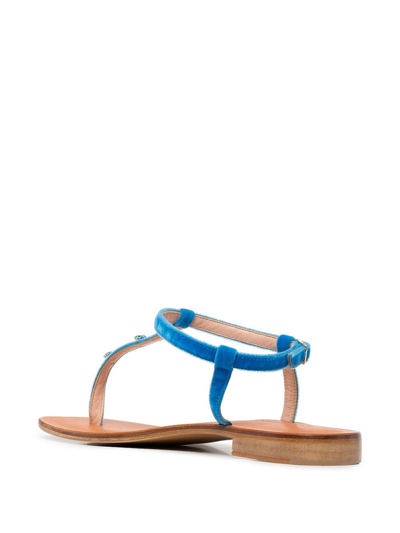 Shop Madison.maison Embellished Leather Thong Sandals In Blue