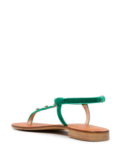 Shop Madison.maison Embellished Leather Thong Sandals In Green