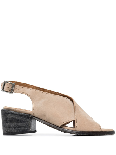Shop Moma Cross-over Suede Sandals In Neutrals