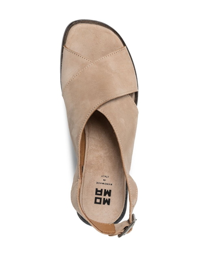 Shop Moma Cross-over Suede Sandals In Neutrals