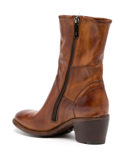 Shop Madison.maison Ankle-length Side-zip Boots In Brown