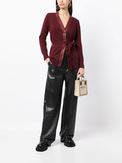 Shop Bally Belted Button-up Cardigan In Red