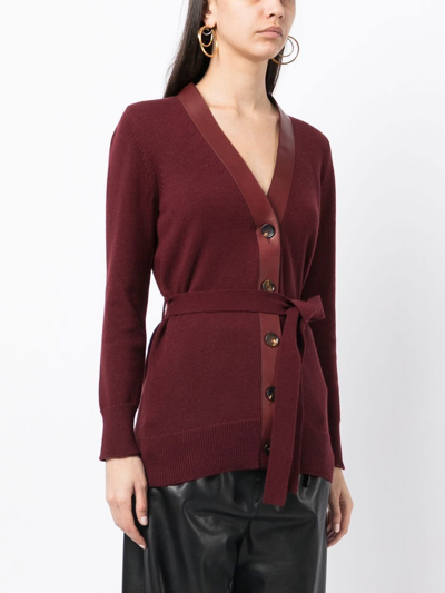 Shop Bally Belted Button-up Cardigan In Red