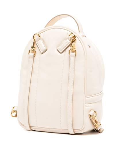 Shop Bally Leather Logo Backpack In White
