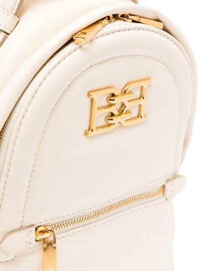 Shop Bally Leather Logo Backpack In White