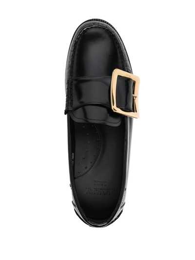 Shop Bally Large-buckle Patent Leather Loafers In Black