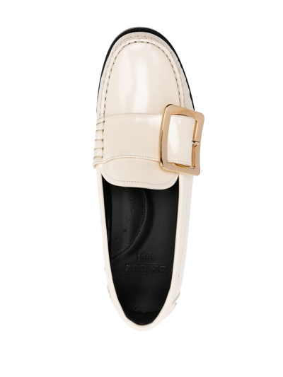 Shop Bally Buckle-detail Loafers In White