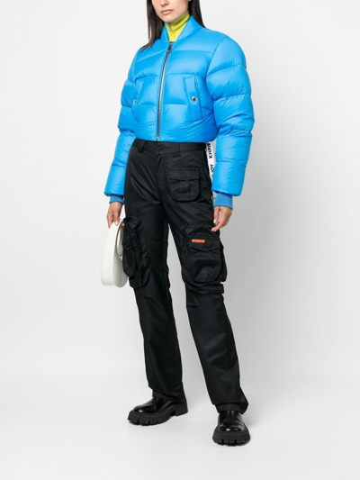Khrisjoy Cropped Padded Bomber Jacket In Blue