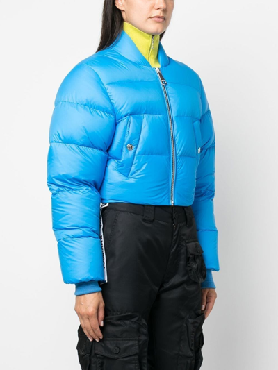 Khrisjoy Cropped Padded Bomber Jacket In Blue
