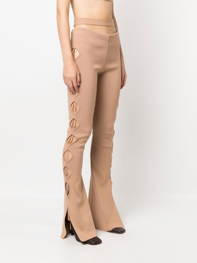 Shop Andreädamo Cut Out-detail Knitted Flares In Neutrals