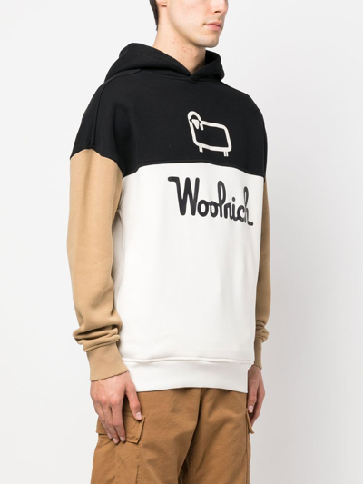 Shop Woolrich Logo-print Long-sleeve Hoodie In Black