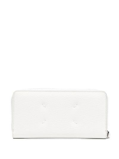 Shop Maison Margiela Four-stitch Zip-around Wallet In White