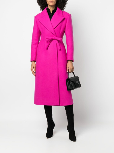 Shop Valentino Bow-embellished Trench Coat In Pink