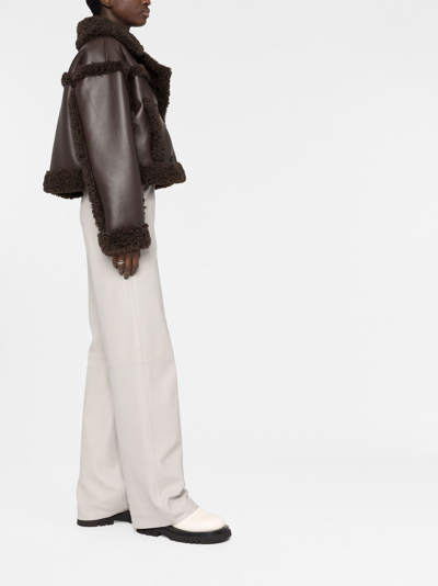 Shop Stand Studio Cropped Faux Shearling Jacket In Brown