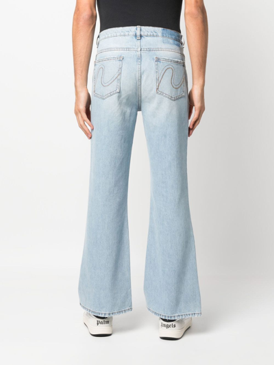 Shop Erl Distressed-effect Flared Jeans In Blue