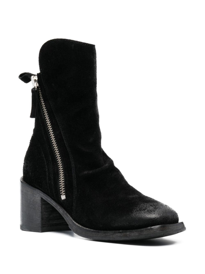 Moma 70mm Burnished-effect Suede Ankle Boots In Black