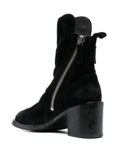 Moma 70mm Burnished-effect Suede Ankle Boots In Black