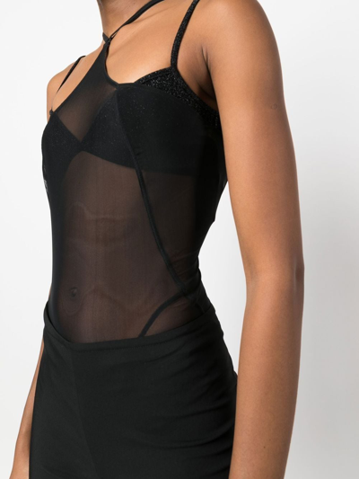 Shop Knwls Semi-sheer Halterneck Top In Black