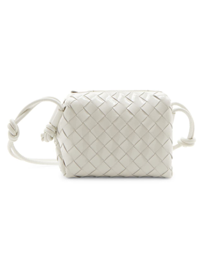 Shop Bottega Veneta Women's Medium Loop Intrecciato Bag In White Silver