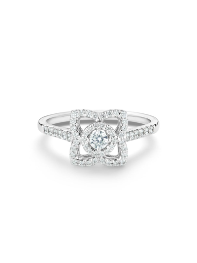 Shop De Beers Jewellers Enchanted Lotus Diamond Ring In White