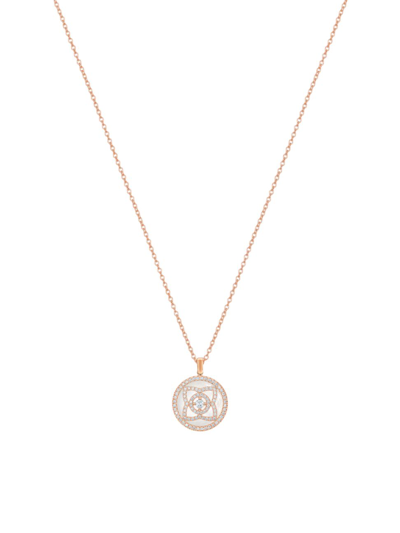 Shop De Beers Jewellers Enchanted Lotus Reversible Diamond & Mother-of-pearl Pendant Necklace In Pink